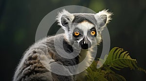 Close view of ring tailed lemur. Created with Generative Ai technology