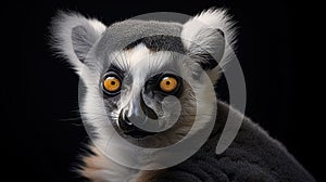 Close view of ring tailed lemur. Created with Generative Ai technology