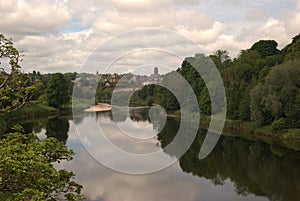 close view of river tweed at Coldstream in summer photo