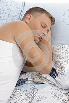 Close view of sleeping young man