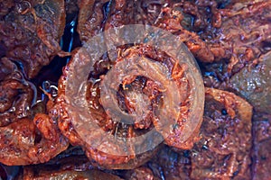 Close view of spicy cut lemon pickle