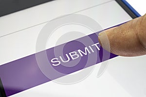 A close view of submit button on mobile screen with white background