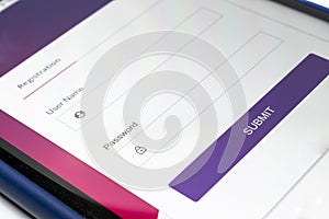 A close view of submit button on mobile screen with white background