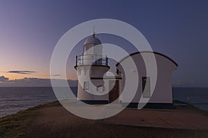 close view of tacking point lighthouse at dawn at port macquarie