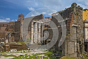 Close view of the terrace of ancient temple