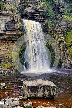 A close view of Thornton force, a waterfall near Ingleton in the Yorkshire Dales.
