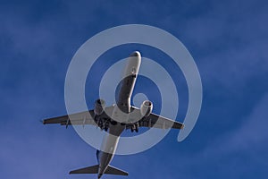 Close view to landing passenger jet at munich