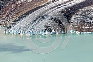 Close view of the toe of the Lowell Glacier in Kluane National Park, Yukon, Canada