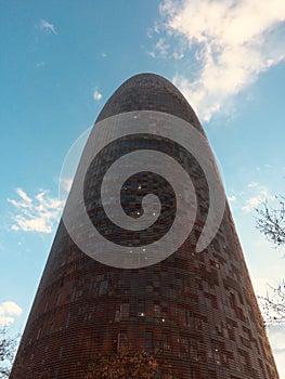 Close view of Torre Agbar, Barcelona, Spain