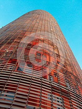 Close view of Torre Agbar, Barcelona, Spain