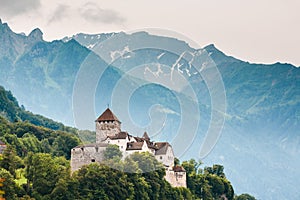 Close view of Vaduz castle and Alps, Liechtenstein
