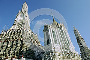 Close view of Wat Arun buddhist temple in Bankok, Thailand