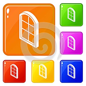 Close window frame icons set vector color