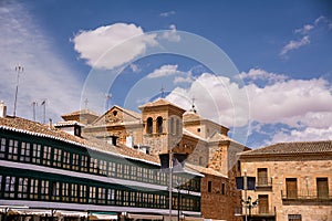 Closed balconies (Galleries) in the main square of Almagro (Spain