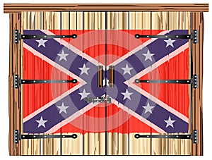 Closed Barn Door With Confederate Flag