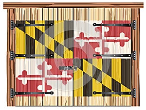 Closed Barn Door With Maryland State Flag