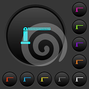 Closed barrier dark push buttons with color icons