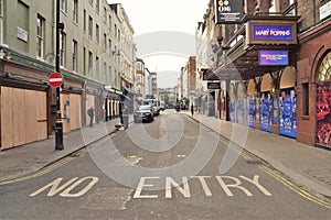 Closed bars and restaurants in Soho, London during lockdown