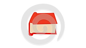 Closed big red book icon animation