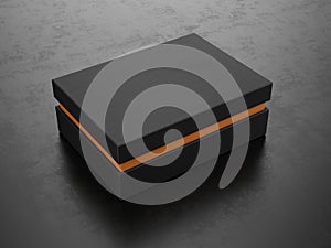Closed Black Box on black background - Box Mockup