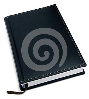 Closed Black Leather Notebook, Isolated