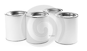 Closed blank cans of paint isolated