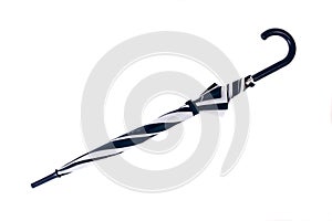 Closed blue-white umbrella