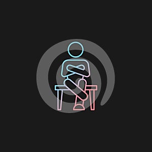 Closed body language gradient vector icon for dark theme