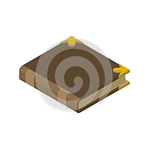 Closed book isolated. Old volume on white background