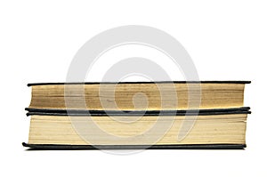 Closed books on the table .. Bible. On a white background. Stack of books