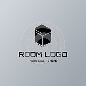 Closed box element. Quest or Escape room abstract logo. Cooperative game sign of closed room.Microchip sign