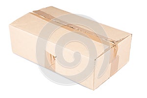 Closed brown box isolated carton on white background