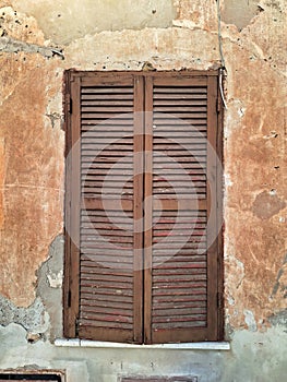 Closed brown shutters