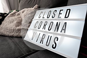 Closed businesses for CoronaVirus pandemic outbreak. Government shutdown of restaurants, shopping stores, non essential services