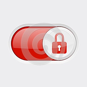 Closed button. Toggle switch red button