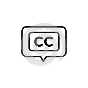 Closed caption icon Thin line art isolated