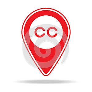 closed captioning map pin icon. Element of warning navigation pin icon for mobile concept and web apps. Detailed closed captioning