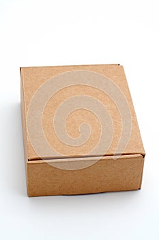 An closed cardboard box