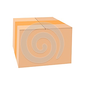 Closed cardboard box taped up cartoon icon