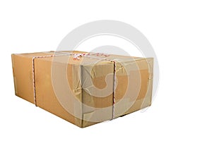 Closed cardboard box taped up