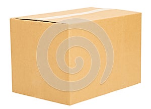 Closed cardboard box on white background isolate