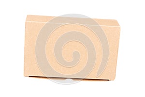 Closed cardboard mockup box isolated on white background