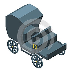 Closed carriage icon, isometric style