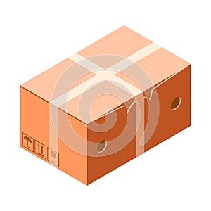 Closed carton box icon, isometric style