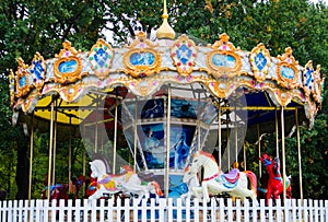 Closed children's rides and carousels due to the onset of cold weather and the end of the season.