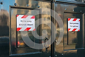 Closed church in Amsterdam Netherlands because of coronavirus outbreak