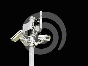 Closed circuit camera cctv on black background isolate with clipping path