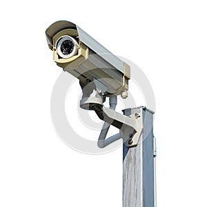 Closed circuit camera or CCTV camera outdoor isolated on white background