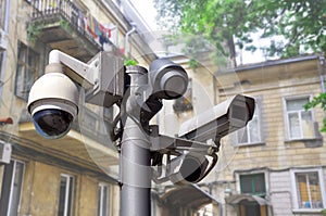 Closed circuit camera Multi-angle CCTV system on the urban environment