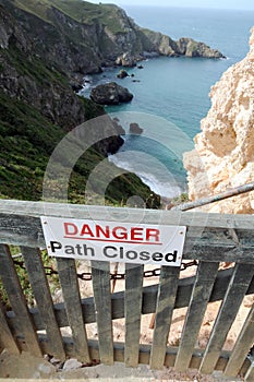 Closed cliff path on Sark